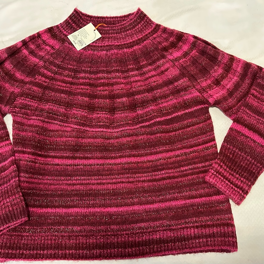 Knox Rose Vibrant Pink and Burgundy Turtleneck Sweater